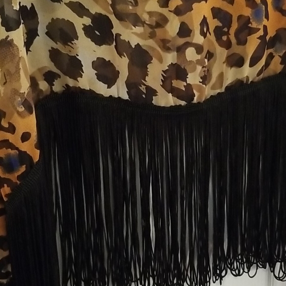 Fringed/Semi Sheer/Multi Colored Top/Animal 8-10 - Picture 2 of 4